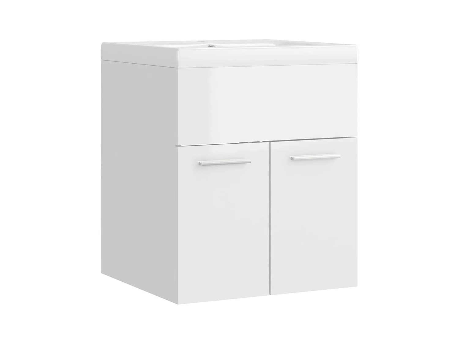 Prolenta Premium -  Armoire d'évier avec lavabo intégré Blanc brillant Aggloméré