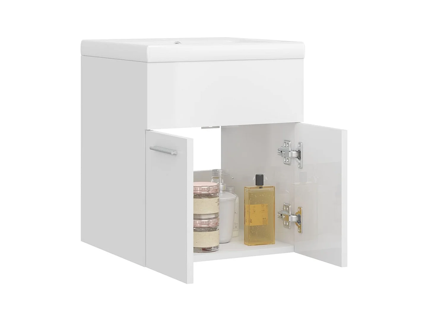 Prolenta Premium -  Armoire d'évier avec lavabo intégré Blanc brillant Aggloméré