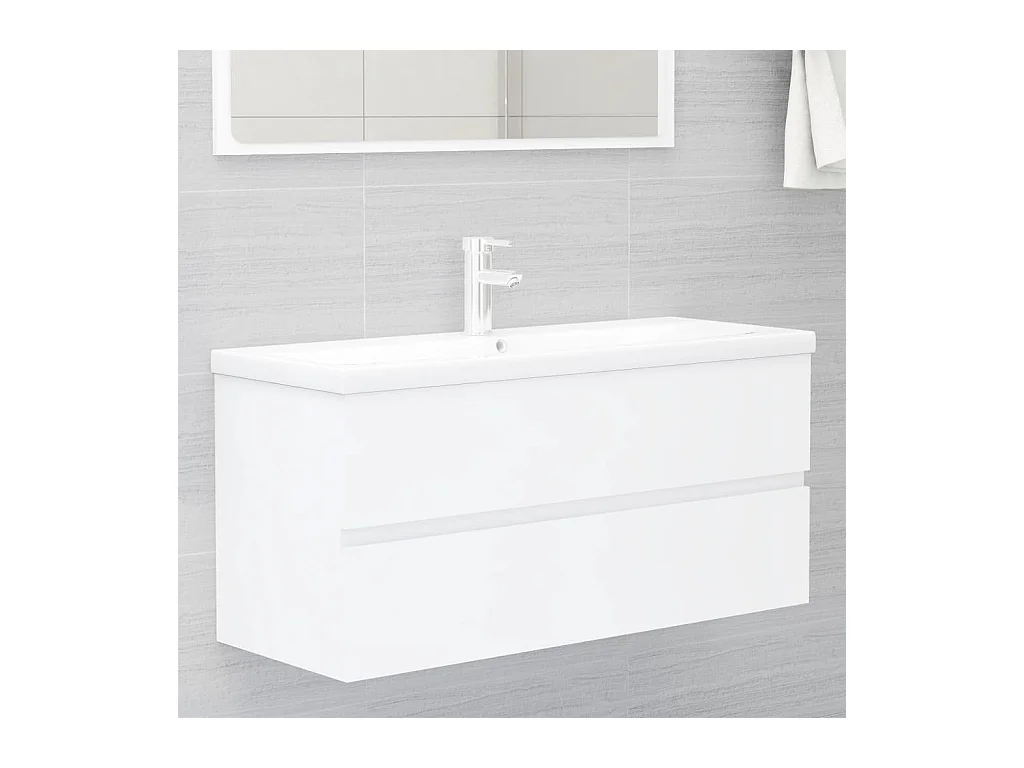 Prolenta Premium -  Armoire d'évier avec lavabo intégré Blanc Aggloméré