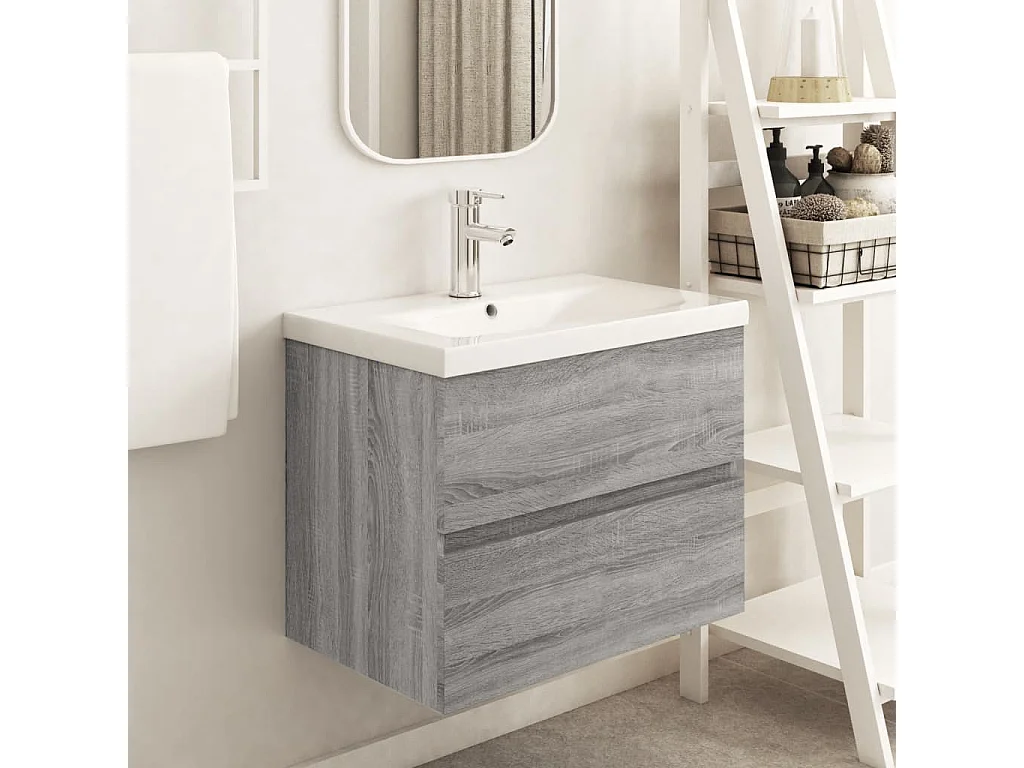 Prolenta Premium -  Armoire d'évier Sonoma gris 60x38,5x45 cm Bois d'ingénierie