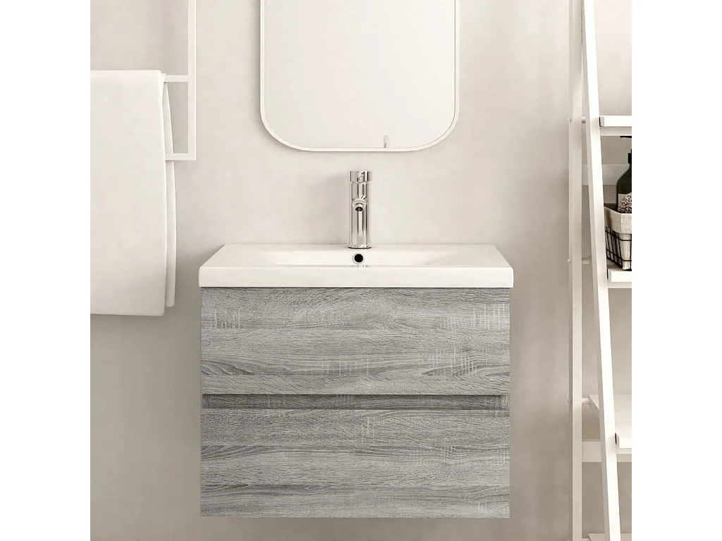 Prolenta Premium -  Armoire d'évier Sonoma gris 60x38,5x45 cm Bois d'ingénierie