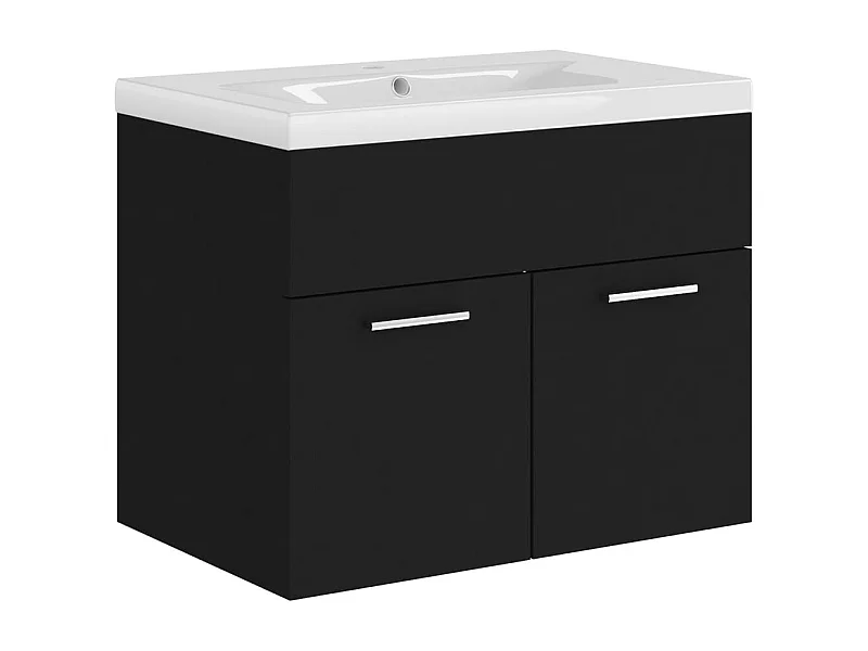 Prolenta Premium -  Armoire d'évier avec lavabo intégré Noir Aggloméré