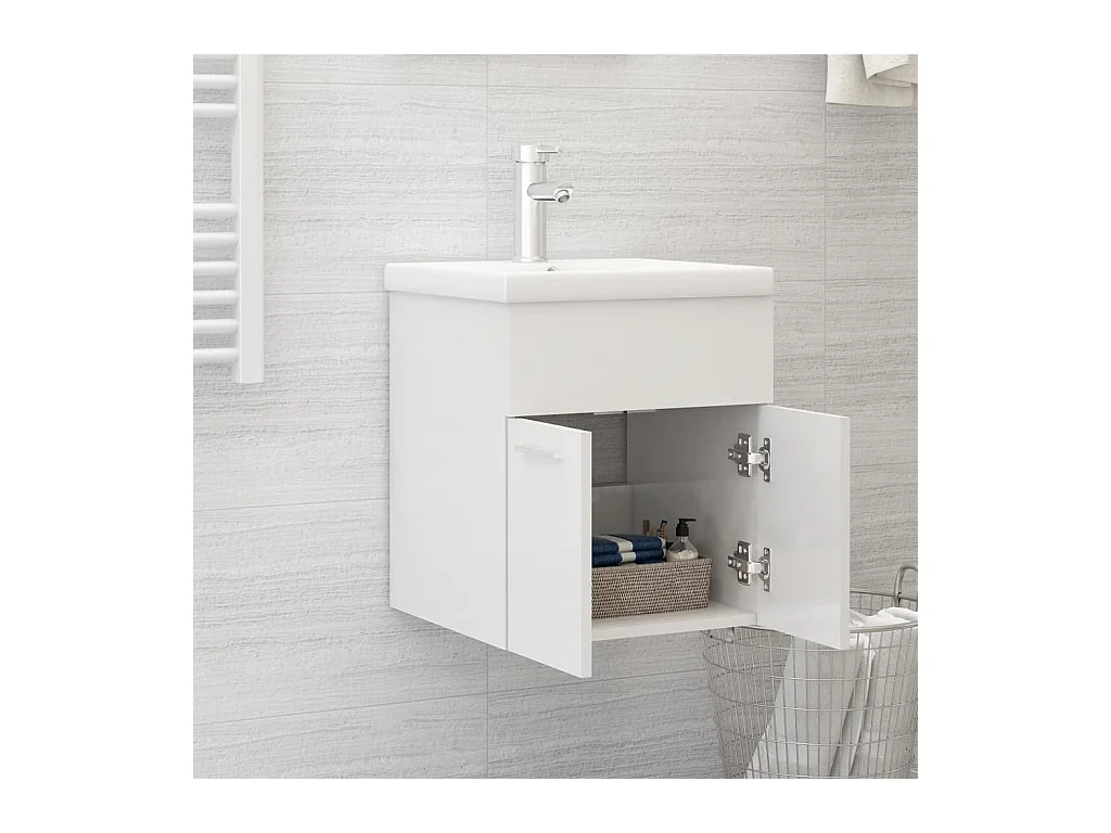Prolenta Premium -  Mueble con lavabo aglomerado blanco brillante