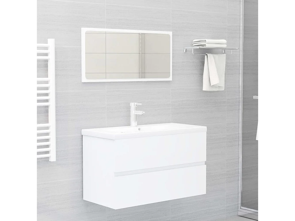 Prolenta Premium -  Mueble de lavabo madera de ingeniería blanco 80x38,5x45 cm