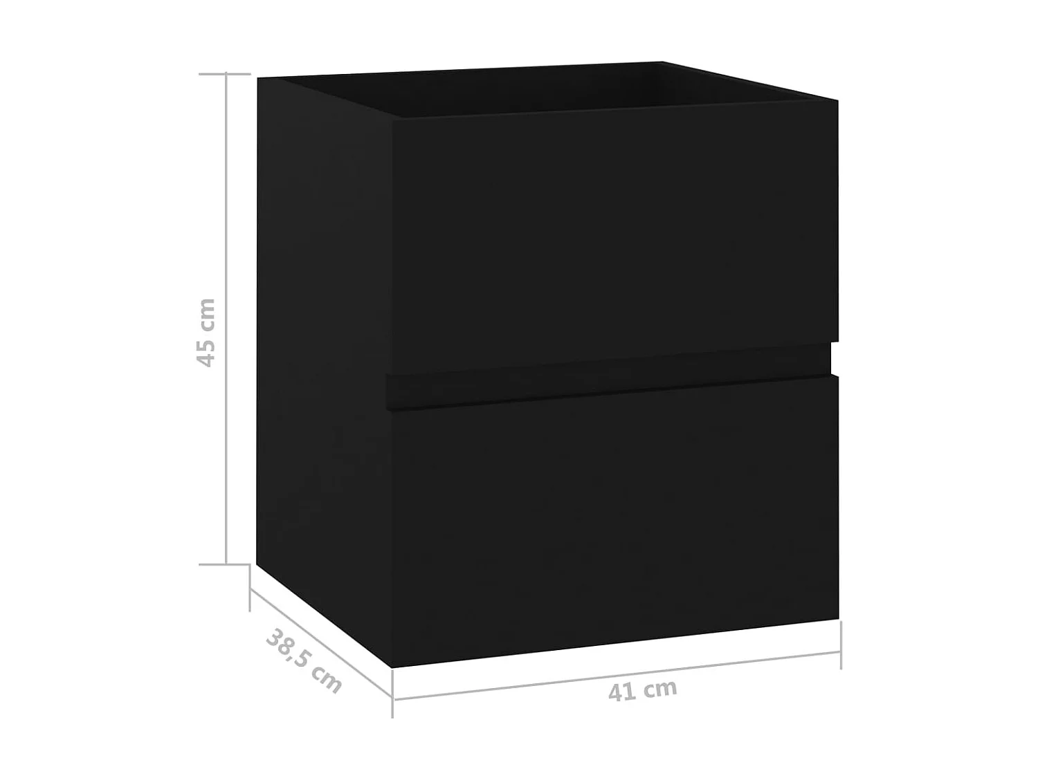 Prolenta Premium -  Mobile Lavabo Nero 41x38,5x45 cm in Legno Multistrato