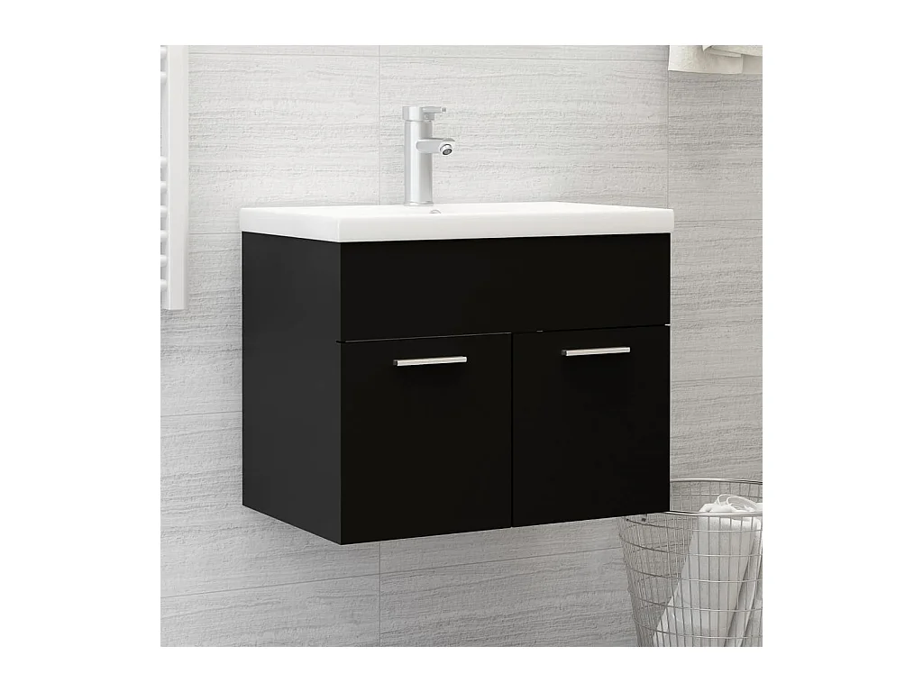 Prolenta Premium -  Wastafelkast met ingebouwde wastafel spaanplaat zwart