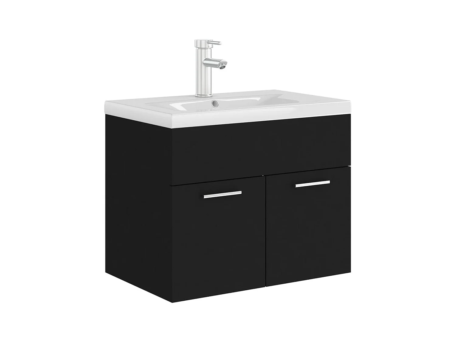 Prolenta Premium -  Armoire d'évier avec lavabo intégré Noir Aggloméré
