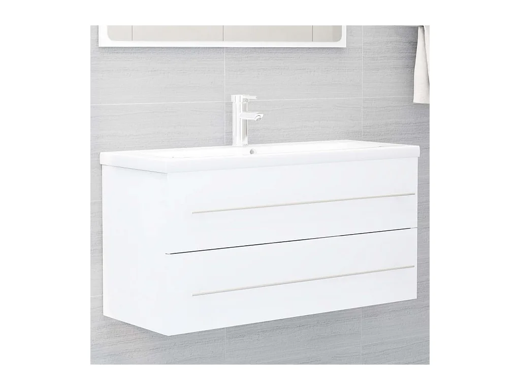 Prolenta Premium -  Armoire d'évier avec lavabo intégré Blanc Aggloméré