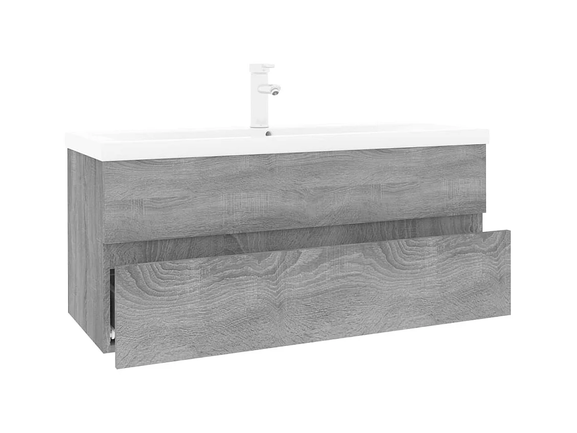 Prolenta Premium -  Meuble lavabo avec bassin intégré Sonoma gris Bois d'ingénierie