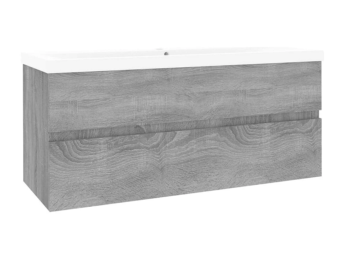 Prolenta Premium -  Meuble lavabo avec bassin intégré Sonoma gris Bois d'ingénierie