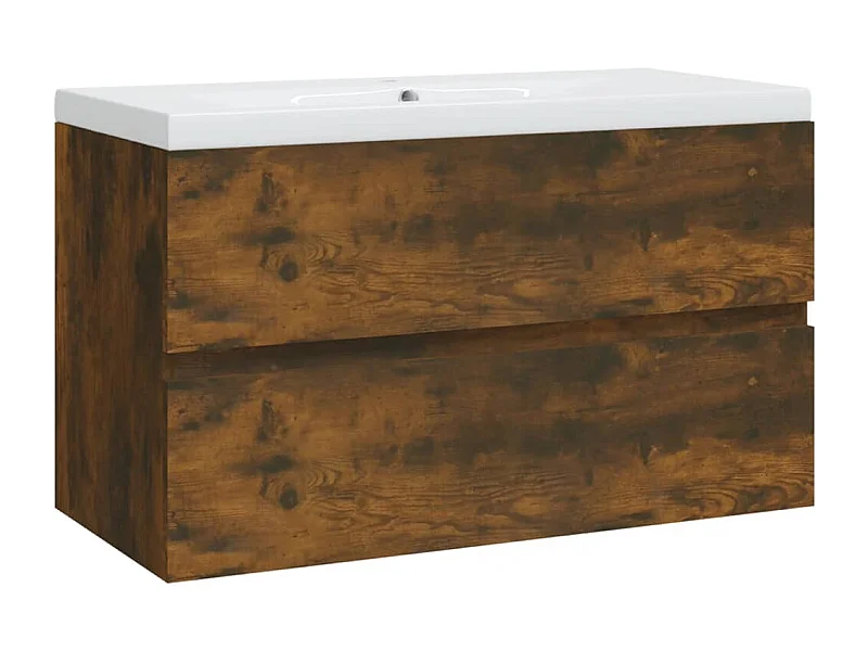 Prolenta Premium -  Wastafelkast met ingebouwde wasbak bewerkt hout gerookt eiken