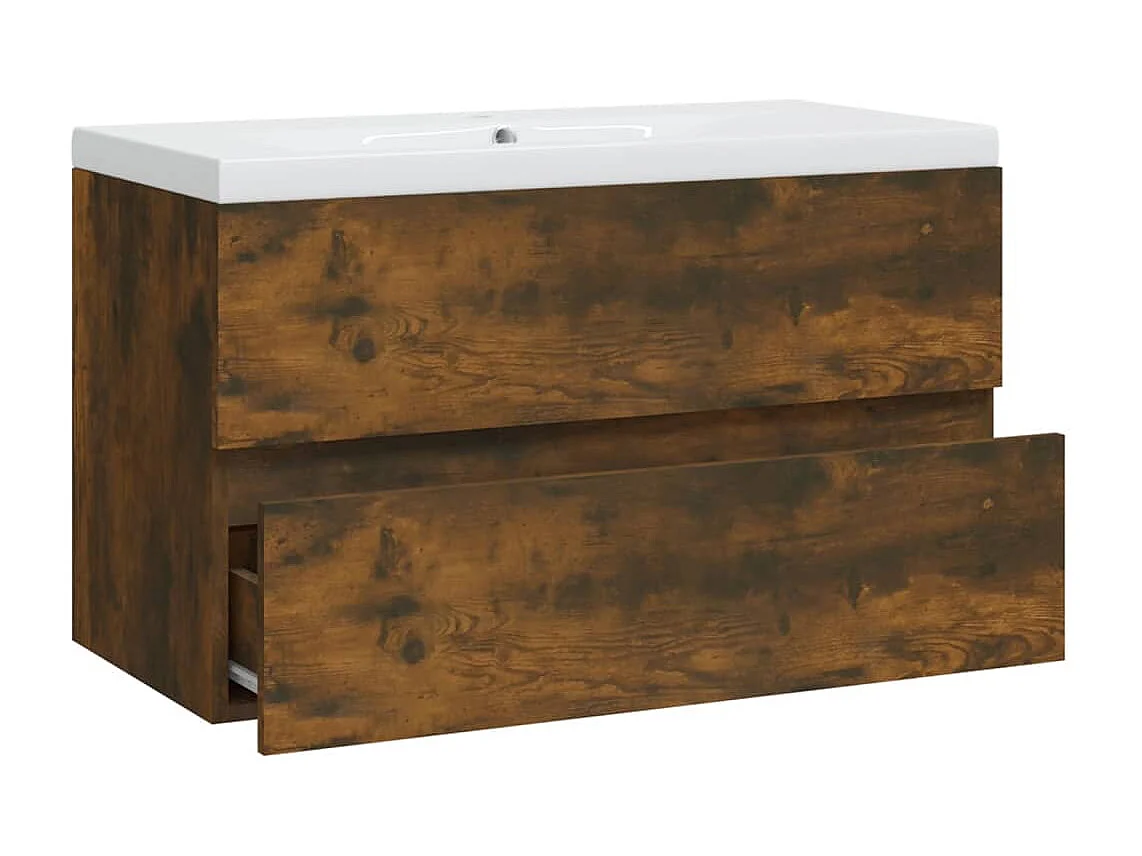 Prolenta Premium -  Mueble de baño con lavabo madera contrachapada roble ahumado