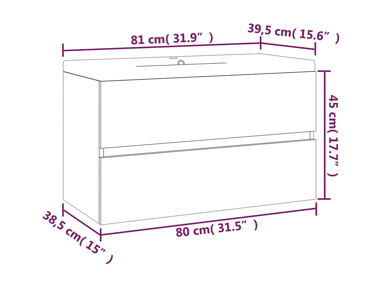 Prolenta Premium -  Mueble de baño con lavabo madera contrachapada roble ahumado