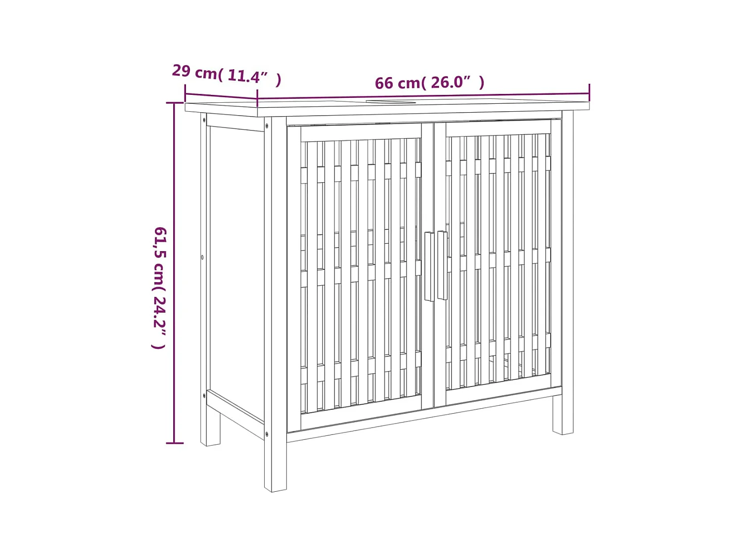 Prolenta Premium -  Armoire de salle de bain 66x29x61,5 cm Bois massif de noyer