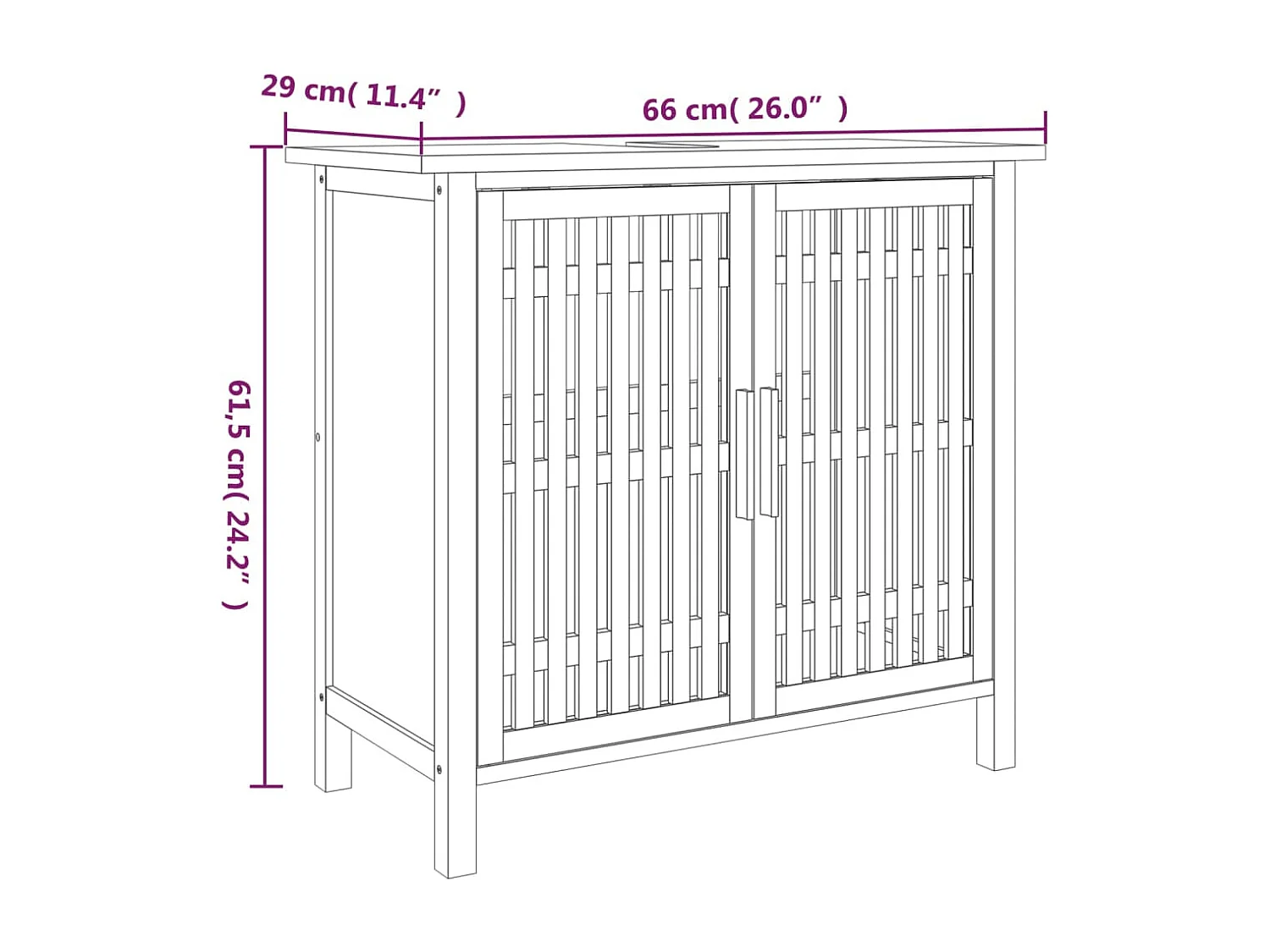 Prolenta Premium -  Waschbeckenunterschrank 66x29x61,5 cm Massivholz Nussbaum
