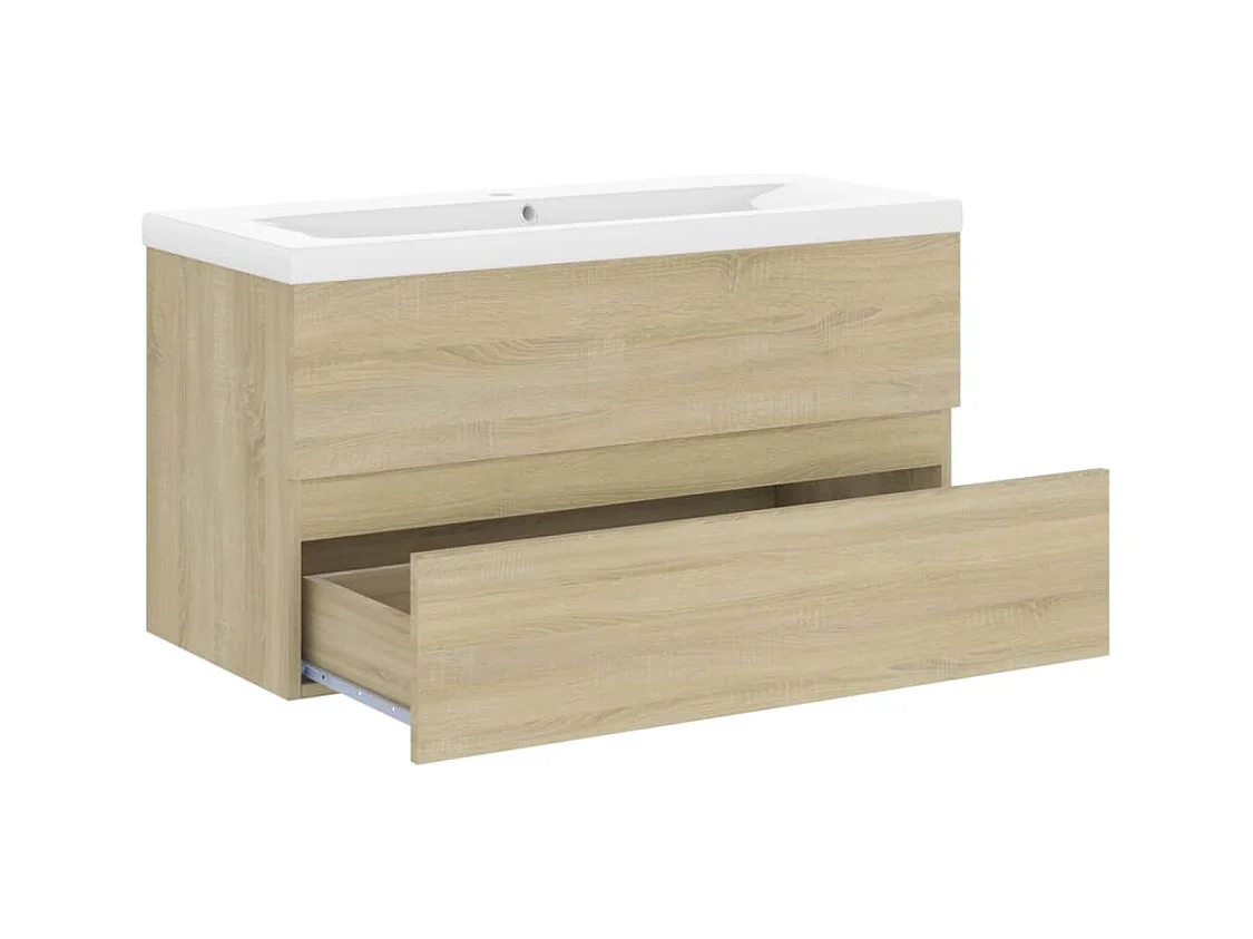 Prolenta Premium -  Armoire d'évier et lavabo intégré Chêne sonoma Bois ingénierie