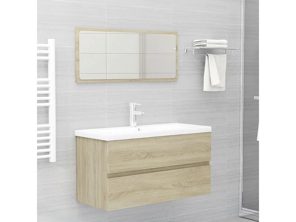 Prolenta Premium -  Armoire d'évier et lavabo intégré Chêne sonoma Bois ingénierie