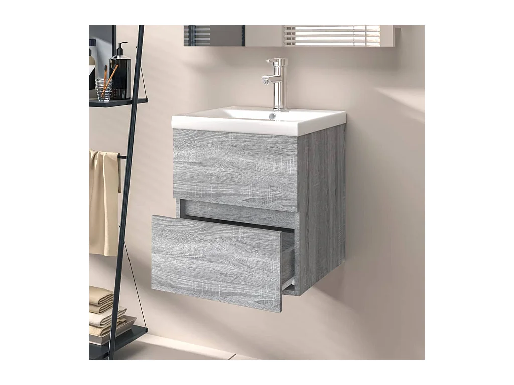 Prolenta Premium -  Armoire de lavabo Sonoma gris 41x38,5x45 cm Bois d'ingénierie