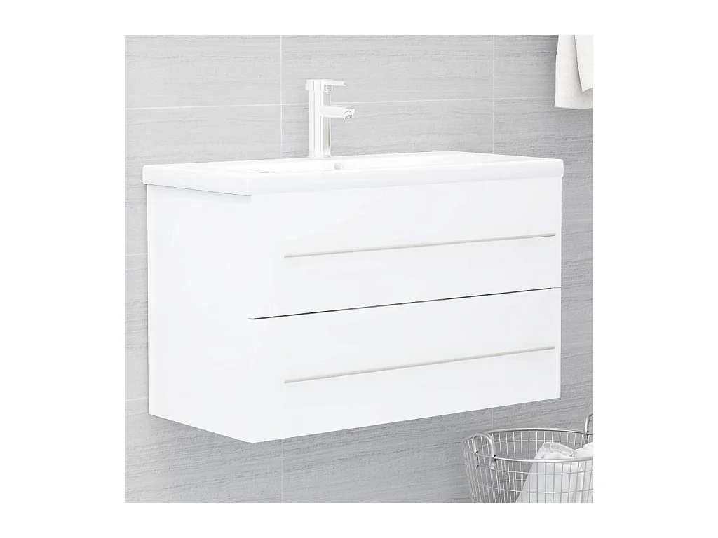 Prolenta Premium -  Waschbeckenunterschrank Weiß 80x38,5x48 cm Holzwerkstoff