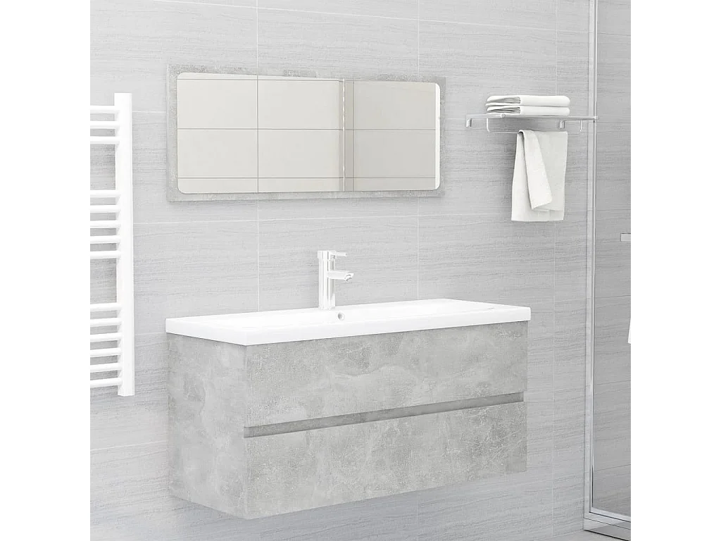 Prolenta Premium -  Armoire d'évier avec lavabo intégré Gris béton Aggloméré