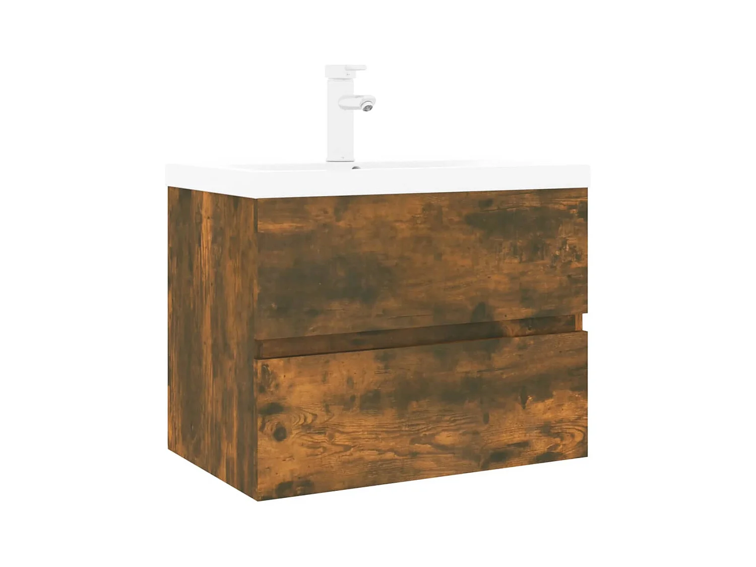 Prolenta Premium -  Meuble lavabo avec bassin intégré Chêne fumé Bois d'ingénierie