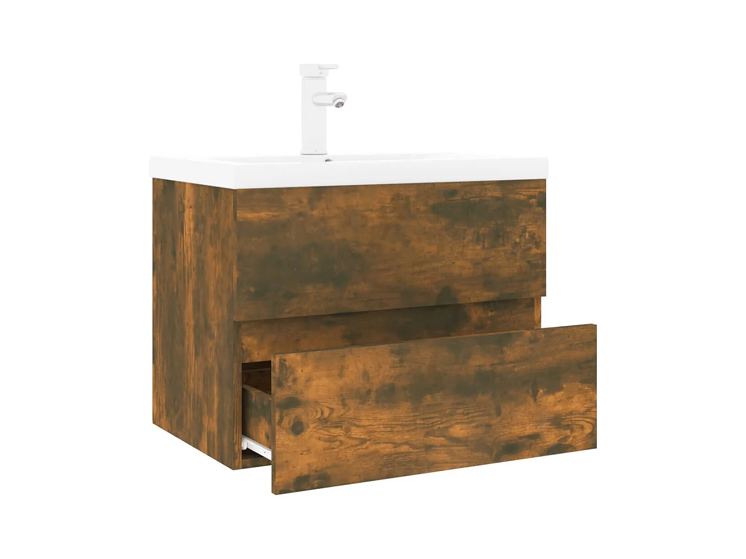 Prolenta Premium -  Meuble lavabo avec bassin intégré Chêne fumé Bois d'ingénierie