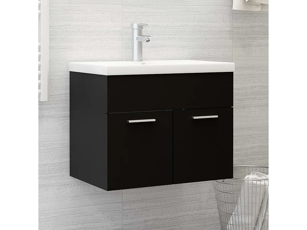 Prolenta Premium -  Mobile Sottolavabo Nero 60x38,5x46 cm in Legno Multistrato