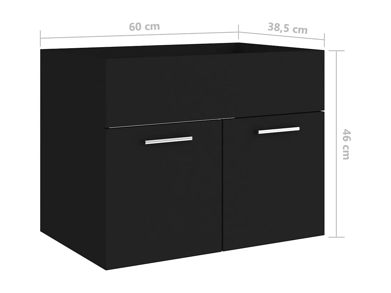 Prolenta Premium -  Mobile Sottolavabo Nero 60x38,5x46 cm in Legno Multistrato