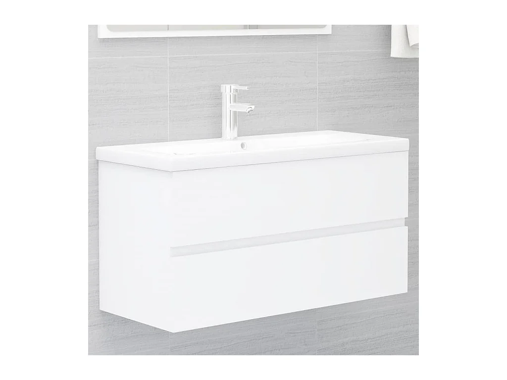 Prolenta Premium -  Armoire d'évier Blanc 90x38,5x45 cm Bois d'ingénierie