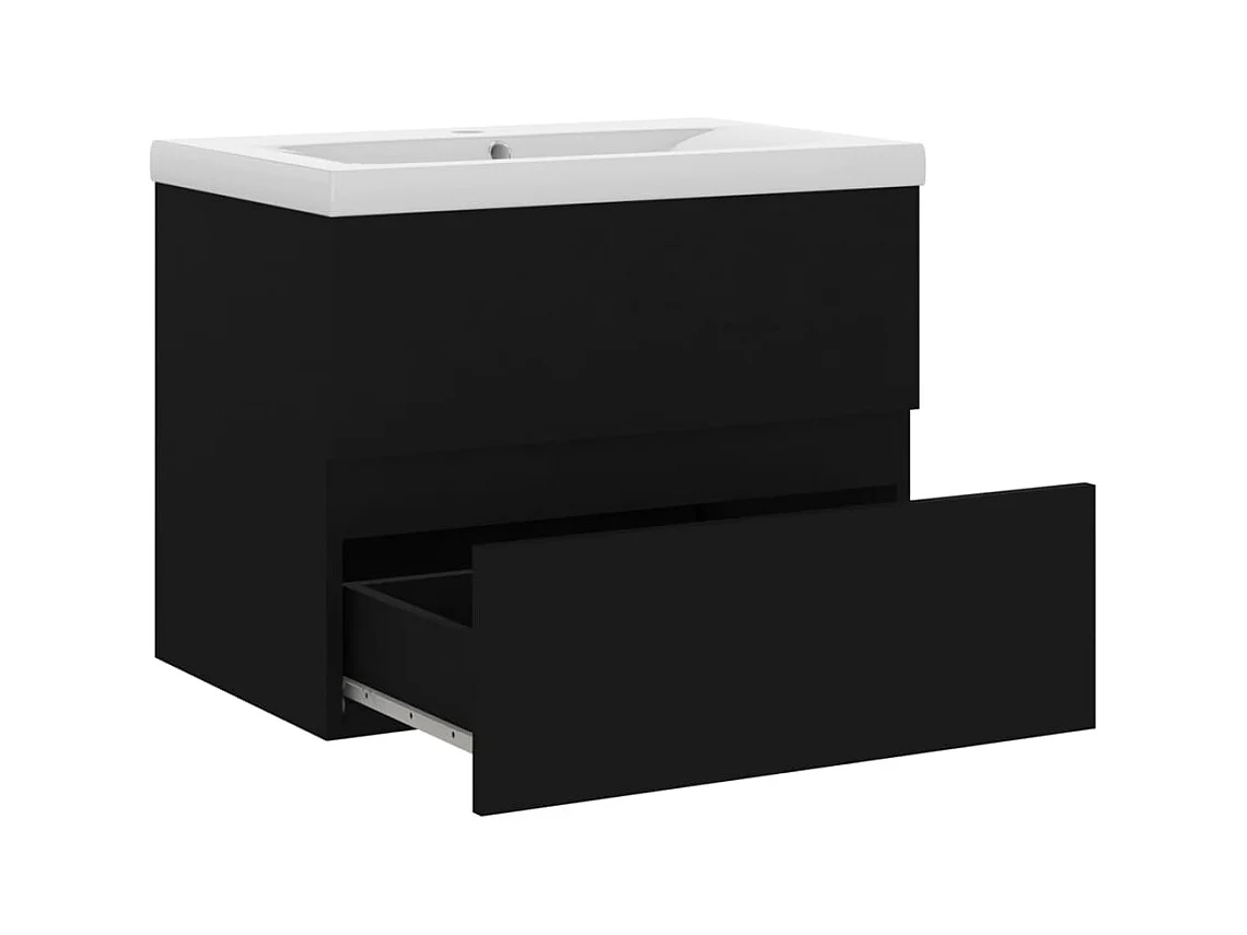 Prolenta Premium -  Armoire d'évier avec lavabo intégré Noir Aggloméré