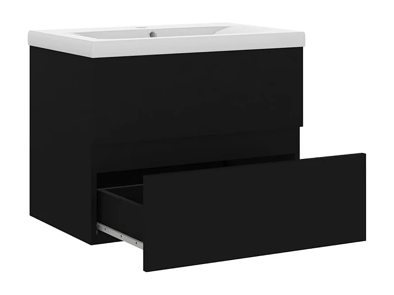 Prolenta Premium -  Mobile con Lavabo Integrato Nero in Legno Multistrato