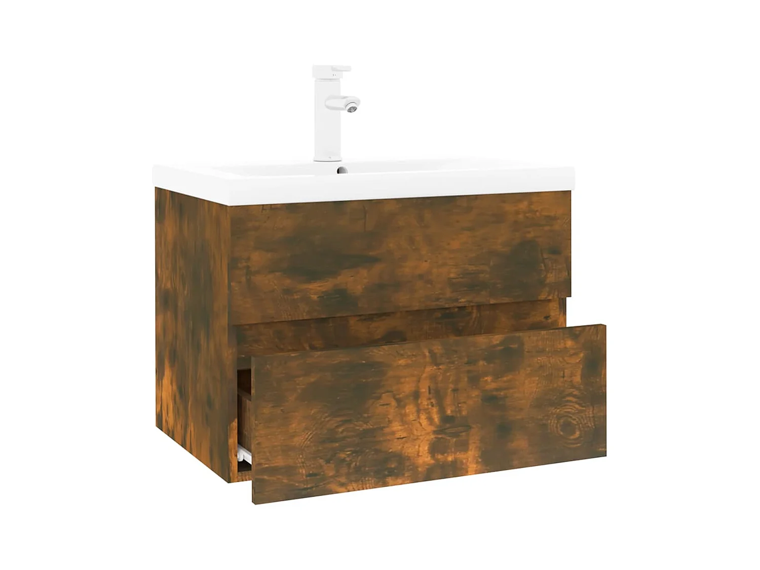 Prolenta Premium -  Meuble lavabo avec bassin intégré Chêne fumé Bois d'ingénierie