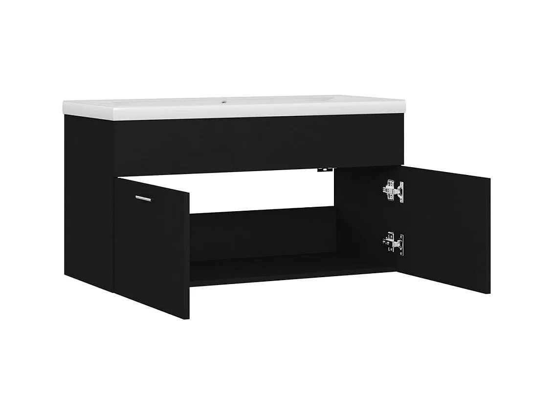 Prolenta Premium -  Mueble con lavabo madera de ingeniería negro