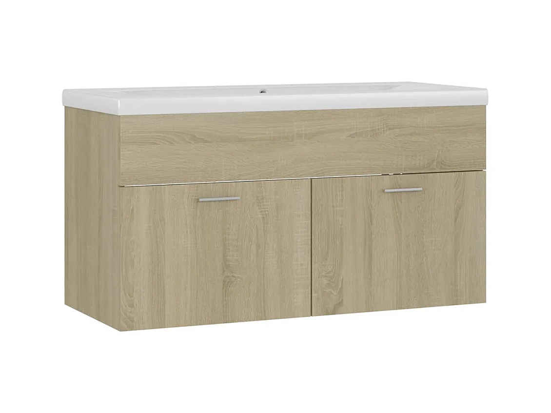 Prolenta Premium -  Armoire d'évier et lavabo intégré Chêne sonoma Bois ingénierie