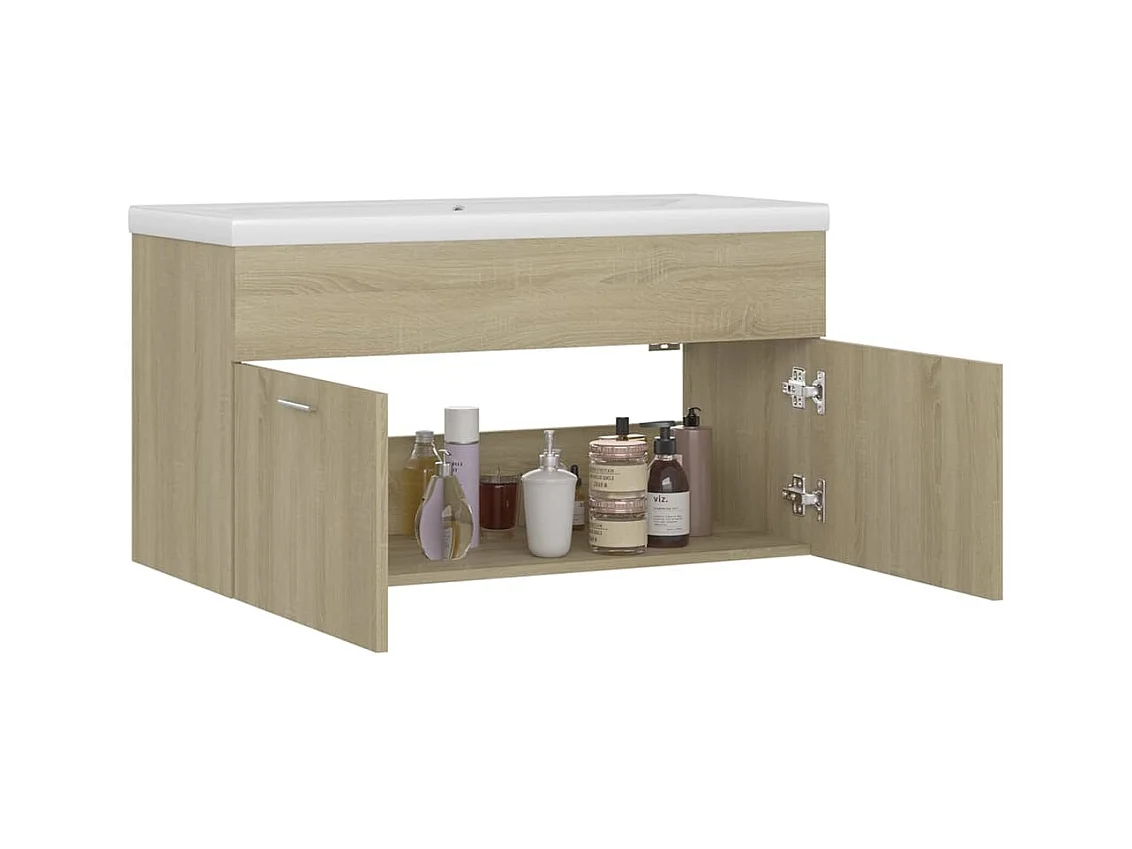 Prolenta Premium -  Armoire d'évier et lavabo intégré Chêne sonoma Bois ingénierie