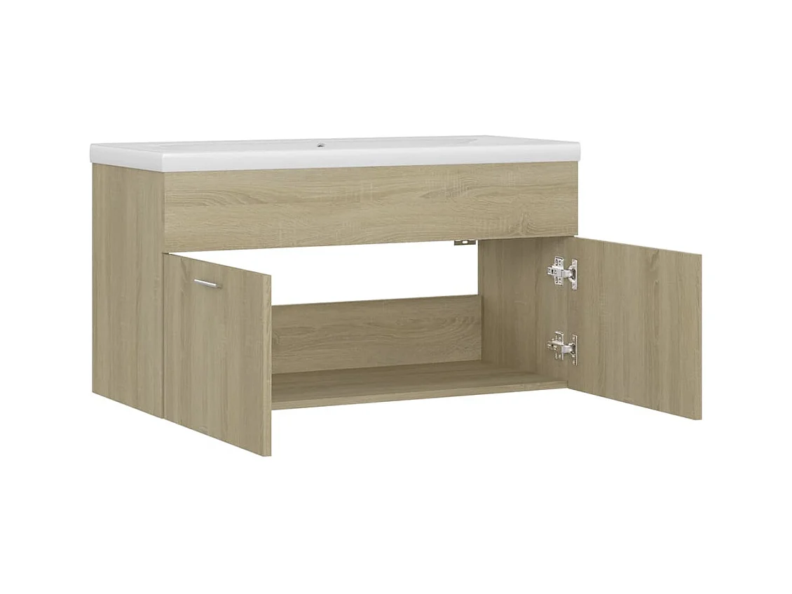 Prolenta Premium -  Armoire d'évier et lavabo intégré Chêne sonoma Bois ingénierie