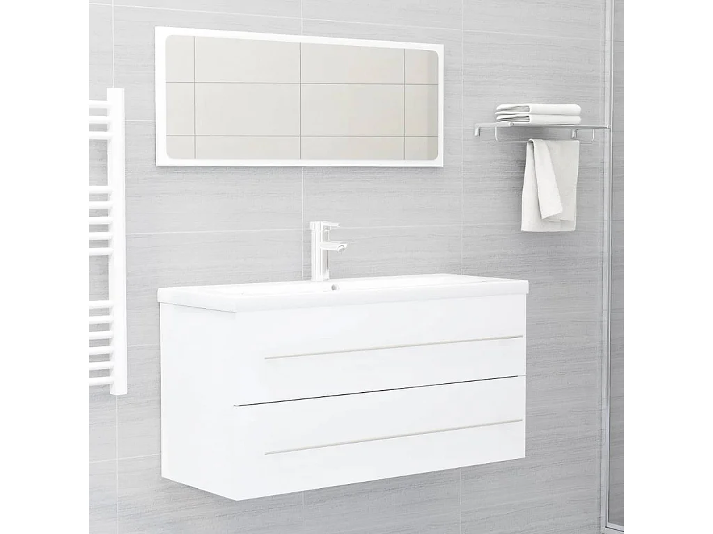 Prolenta Premium -  Mobile Lavabo Bianco 100x38,5x48 cm in Legno Multistrato