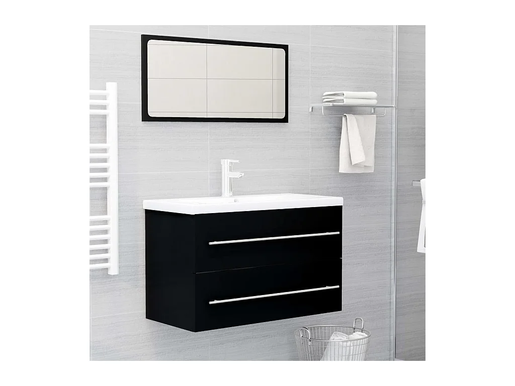 Prolenta Premium -  Wastafelkast 80x38,5x48 cm bewerkt hout zwart