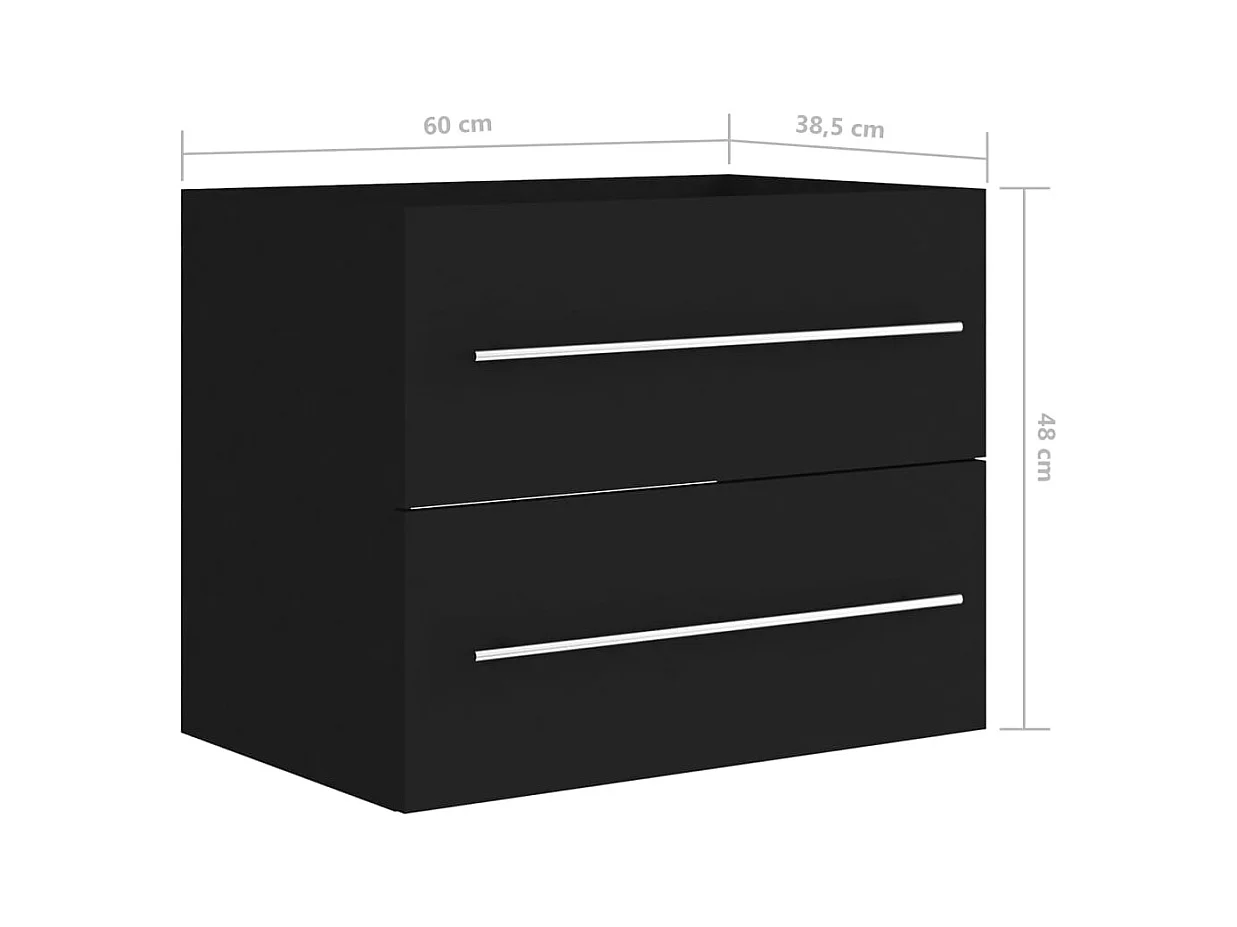 Prolenta Premium -  Wastafelkast 60x38,5x48 cm bewerkt hout zwart