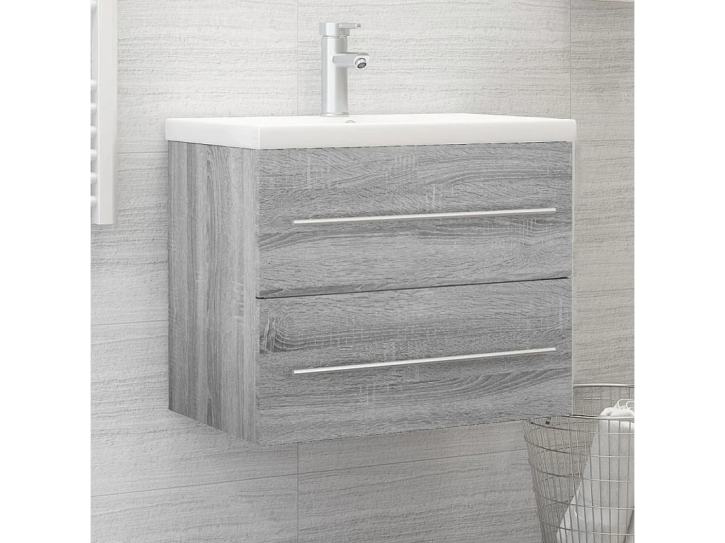 Prolenta Premium -  Armoire de lavabo Sonoma gris 60x38,5x48 cm Bois d'ingénierie