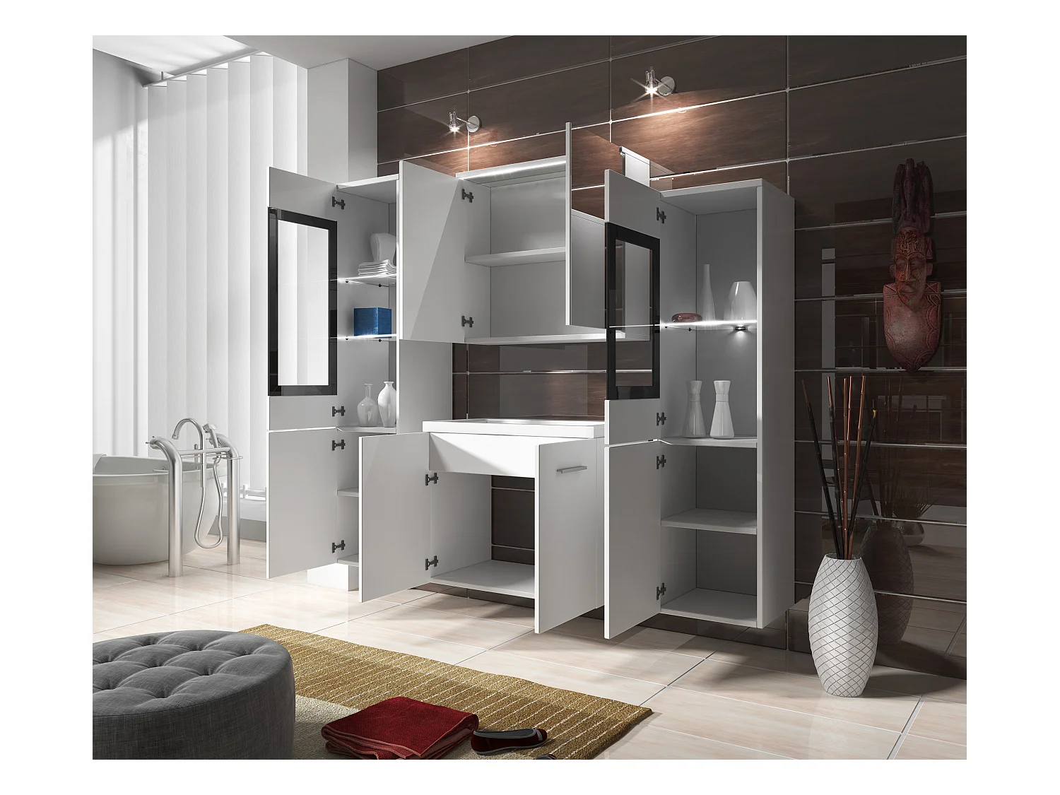 MINIO go for it, Meble łazienkowe MARIT II w kolorze dąb san remo, z oświetleniem LED