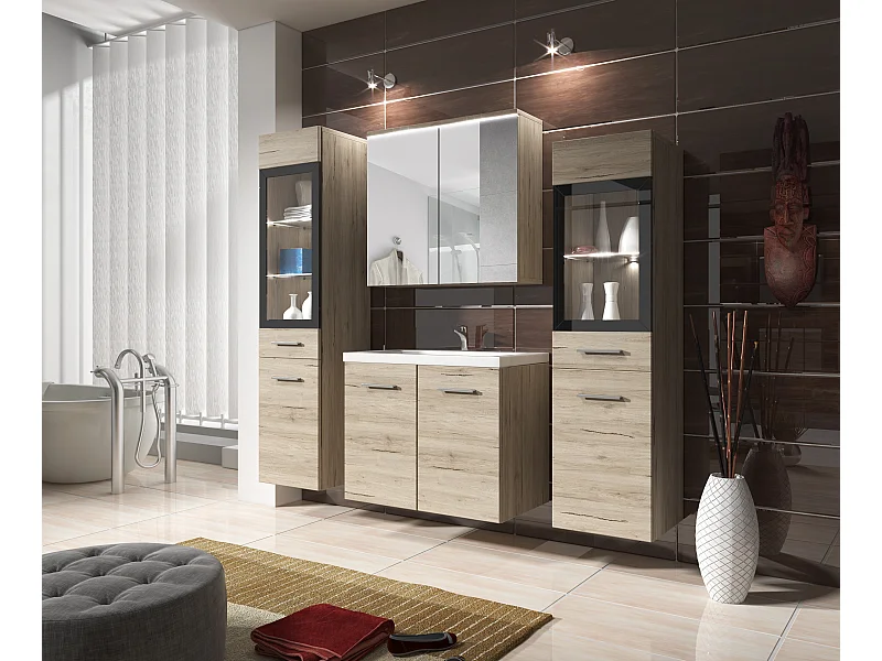 MINIO go for it, Badkamermeubel MARIT II in kleur eiken san remo, met LED verlichting