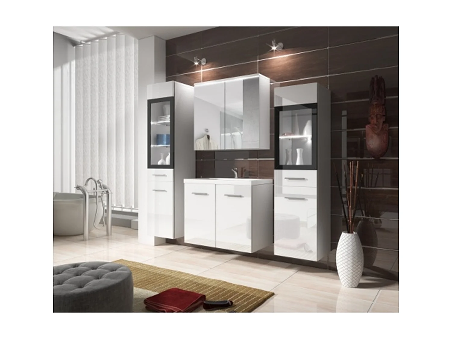 MINIO go for it, Meble łazienkowe MARIT II w kolorze biały/biały połysk