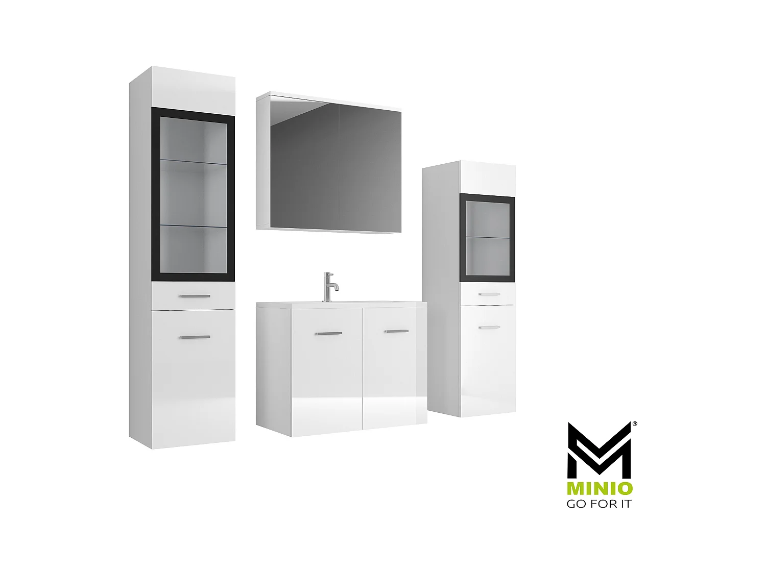 MINIO go for it, Meble łazienkowe MARIT II w kolorze biały/biały połysk