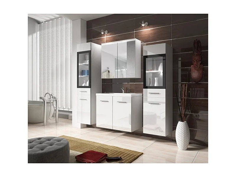 MINIO go for it, Meuble de salle de bain MARIT II en blanc/gris brillant