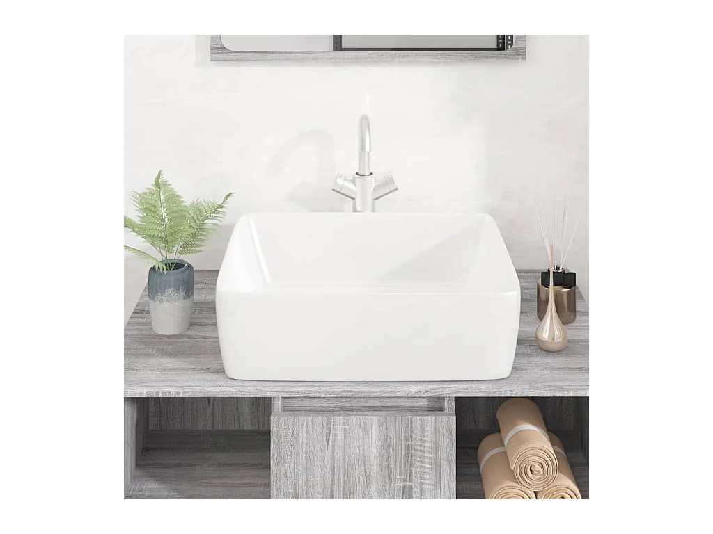 Xylara  Lavabo blanc 48x37x13 cm céramique rectangle