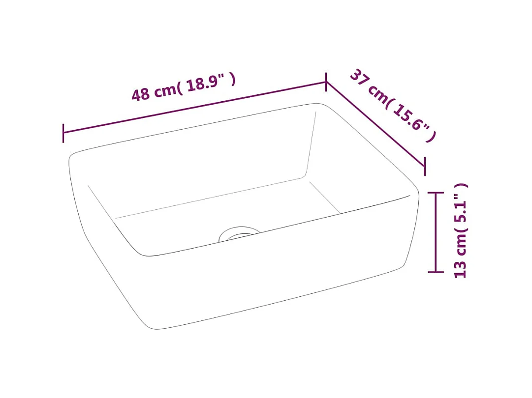 Xylara  Lavabo blanc 48x37x13 cm céramique rectangle