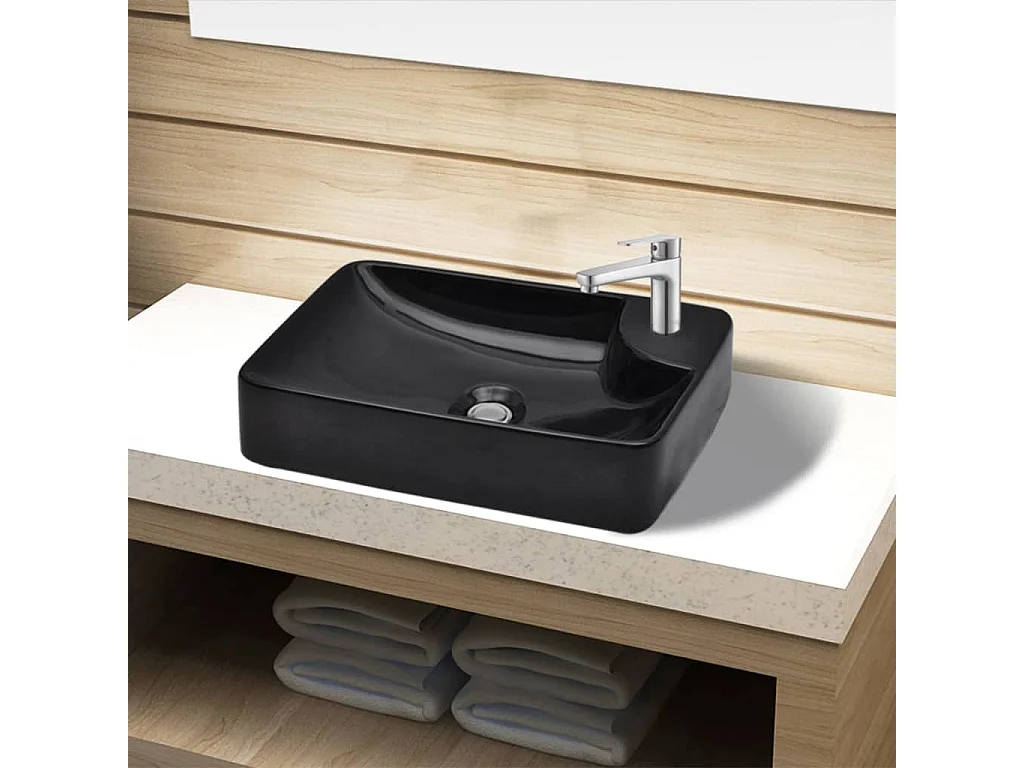 Hatboro  Vasque à trou pour robinet céramique Noir pour salle de bain