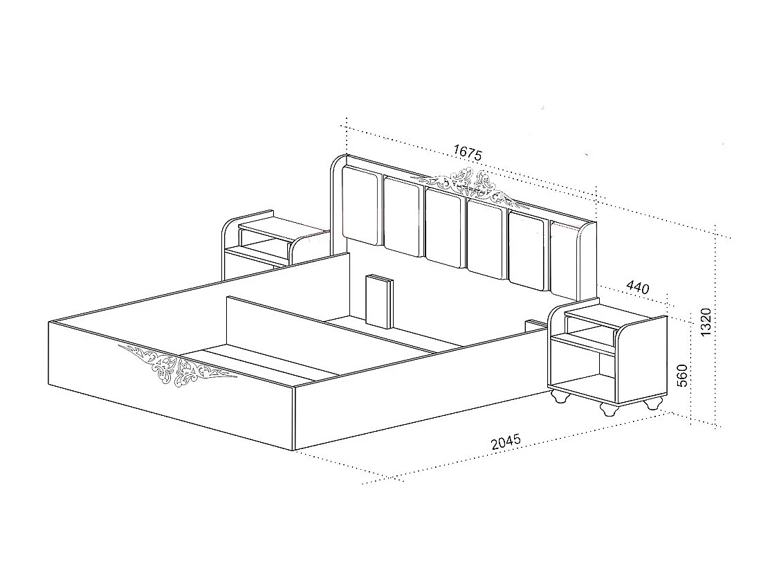 Letto matrimoniale design moderno con due comodini 200x160 marmo e bianco lucido LU41