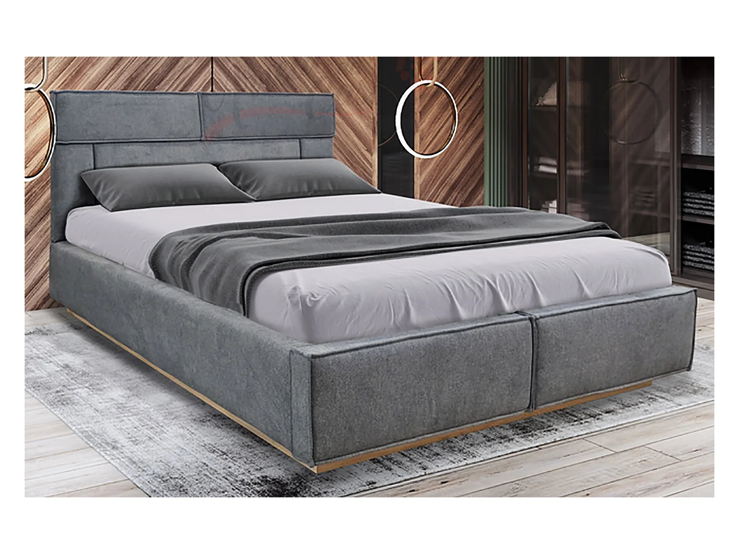Letto matrimoniale con contenitore design moderno 160x200 grigio scuro LI33